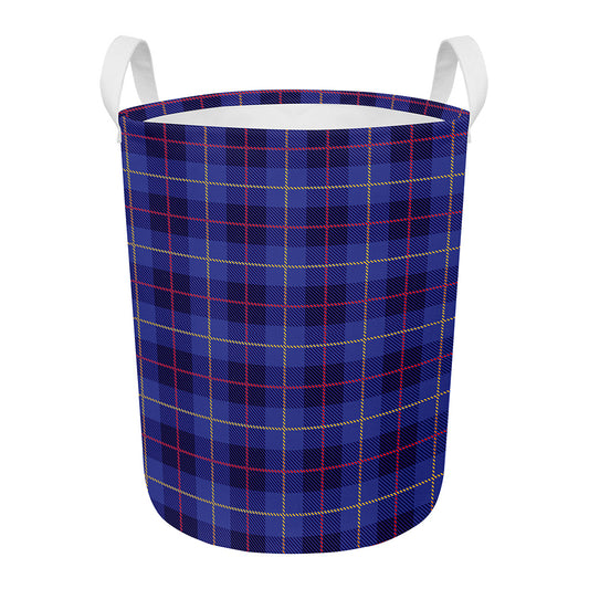 Deep Blue Stewart Tartan Print Round Laundry Basket