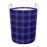 Deep Blue Stewart Tartan Print Round Laundry Basket