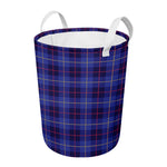 Deep Blue Stewart Tartan Print Round Laundry Basket