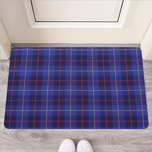 Deep Blue Stewart Tartan Print Rubber Doormat