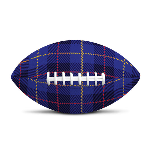Deep Blue Stewart Tartan Print Rugby Ball
