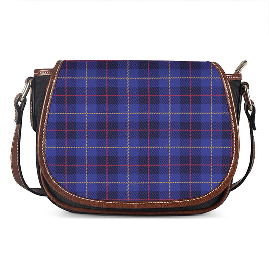 Deep Blue Stewart Tartan Print Saddle Bag