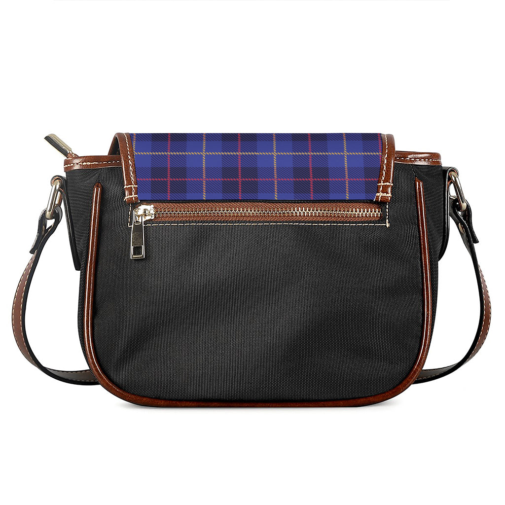 Deep Blue Stewart Tartan Print Saddle Bag