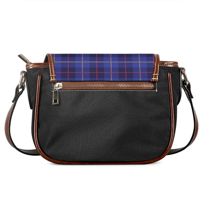 Deep Blue Stewart Tartan Print Saddle Bag