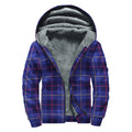 Deep Blue Stewart Tartan Print Sherpa Lined Zip Up Hoodie