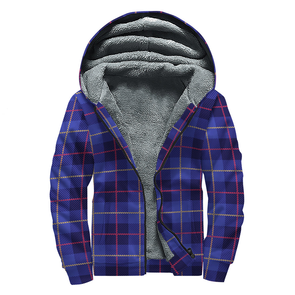 Deep Blue Stewart Tartan Print Sherpa Lined Zip Up Hoodie
