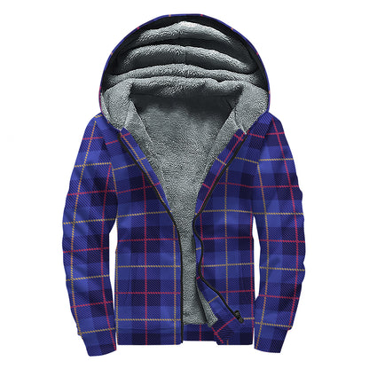 Deep Blue Stewart Tartan Print Sherpa Lined Zip Up Hoodie