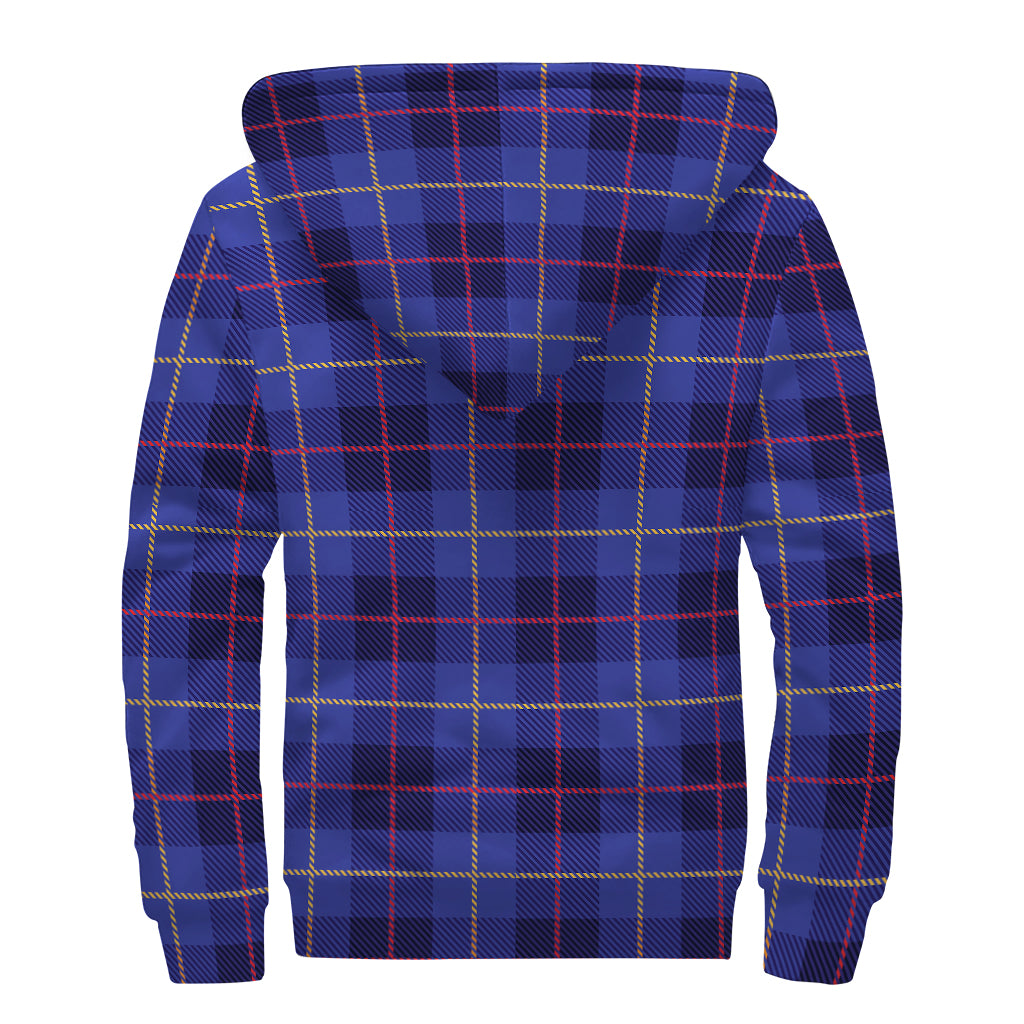 Deep Blue Stewart Tartan Print Sherpa Lined Zip Up Hoodie