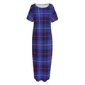 Deep Blue Stewart Tartan Print Short Sleeve Long Nightdress