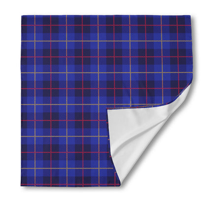 Deep Blue Stewart Tartan Print Silk Bandana