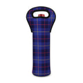 Deep Blue Stewart Tartan Print Single Neoprene Wine Tote