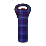 Deep Blue Stewart Tartan Print Single Neoprene Wine Tote