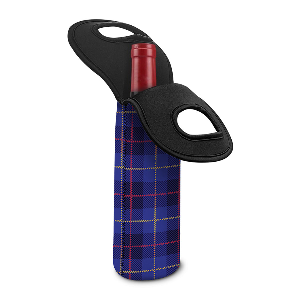 Deep Blue Stewart Tartan Print Single Neoprene Wine Tote