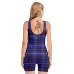 Deep Blue Stewart Tartan Print Sleeveless One Piece Swimsuit
