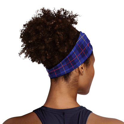 Deep Blue Stewart Tartan Print Sports Headband