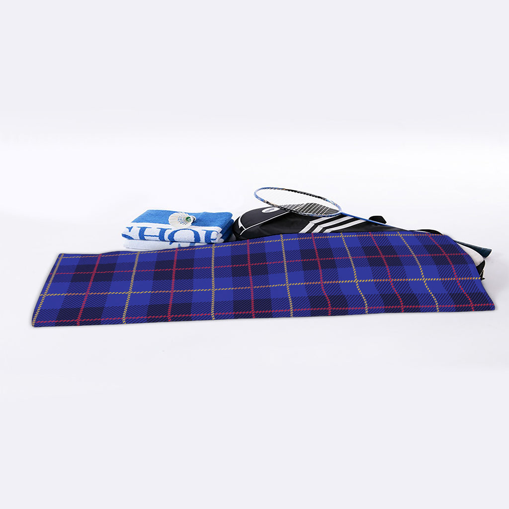 Deep Blue Stewart Tartan Print Sports Towel