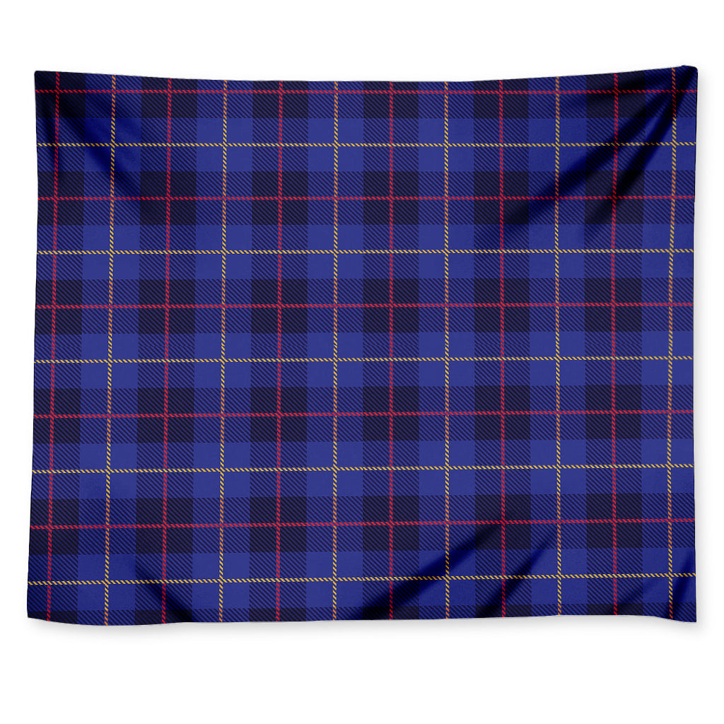 Deep Blue Stewart Tartan Print Tapestry