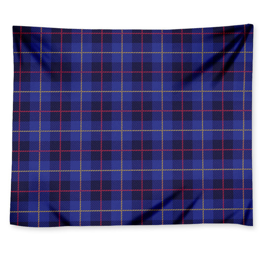 Deep Blue Stewart Tartan Print Tapestry