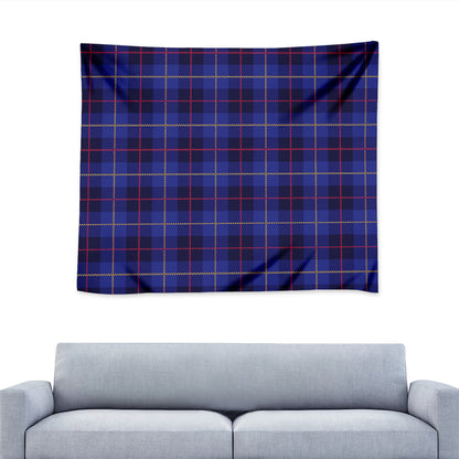 Deep Blue Stewart Tartan Print Tapestry