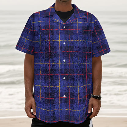 Deep Blue Stewart Tartan Print Textured Short Sleeve Shirt