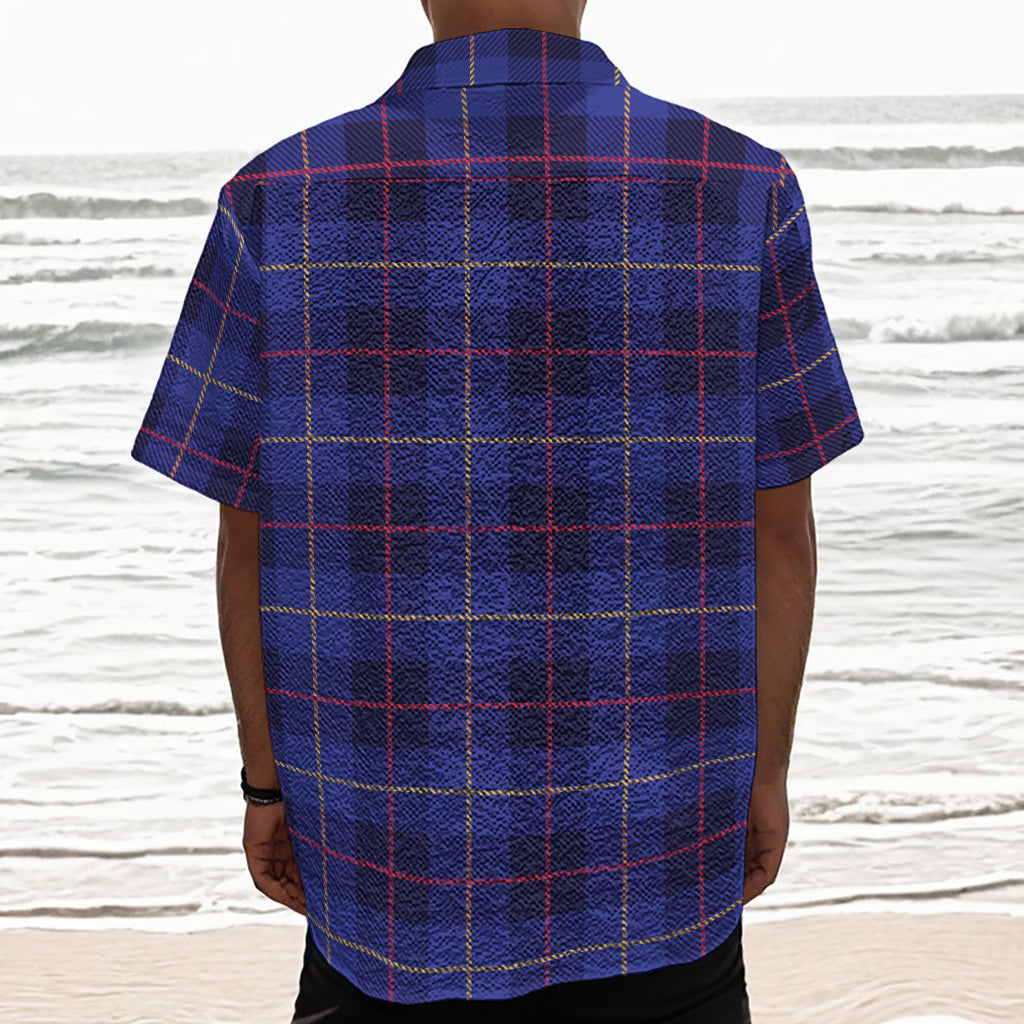 Deep Blue Stewart Tartan Print Textured Short Sleeve Shirt