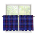 Deep Blue Stewart Tartan Print Tier Curtains