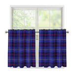 Deep Blue Stewart Tartan Print Tier Curtains