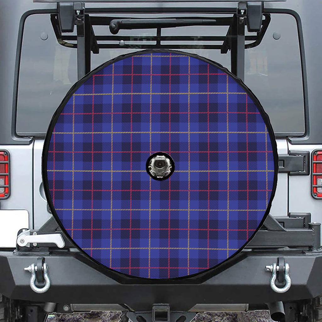 Deep Blue Stewart Tartan Print Tire Cover With Camera Hole