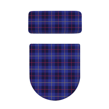 Deep Blue Stewart Tartan Print Toilet Lid And Tank Cover Set