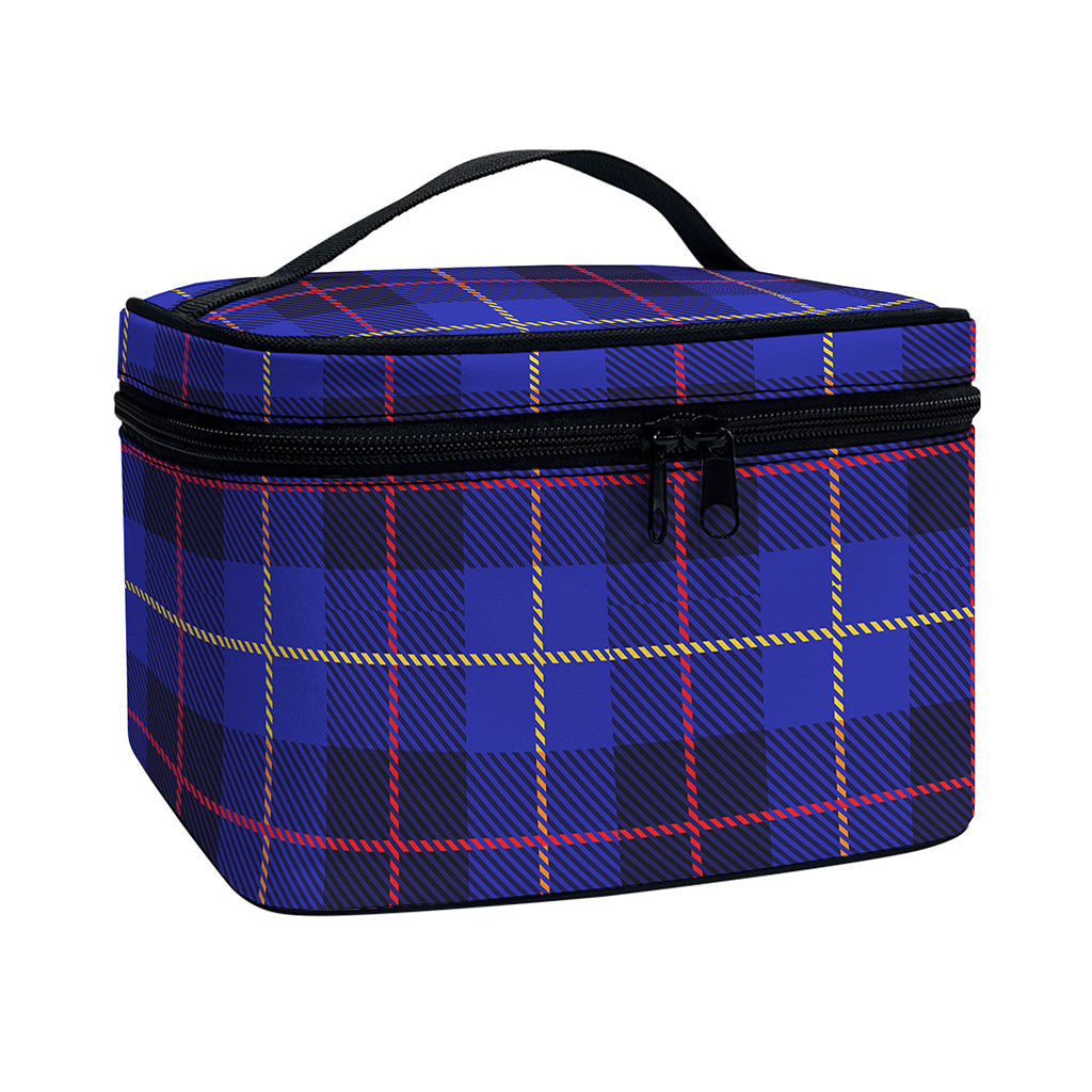 Deep Blue Stewart Tartan Print Travel Makeup Bag
