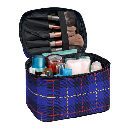 Deep Blue Stewart Tartan Print Travel Makeup Bag