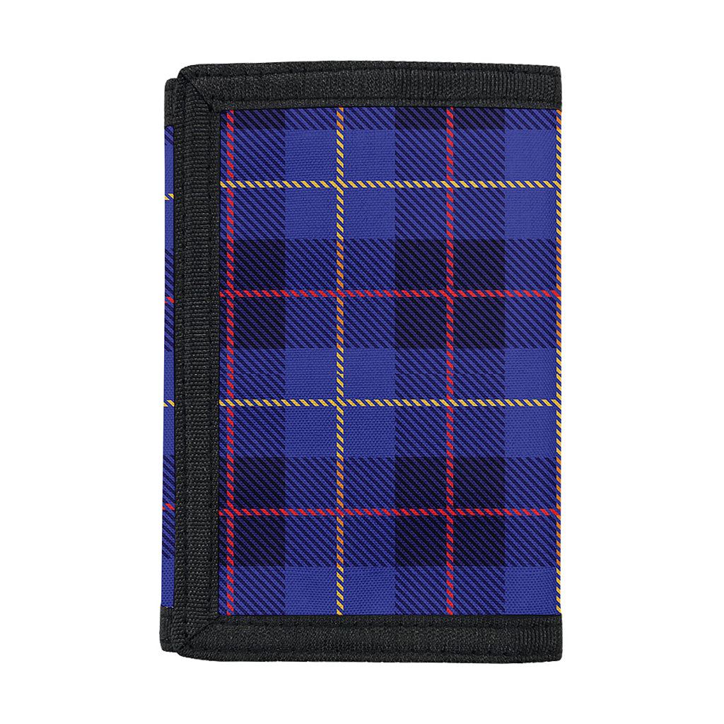 Deep Blue Stewart Tartan Print Trifold Wallet