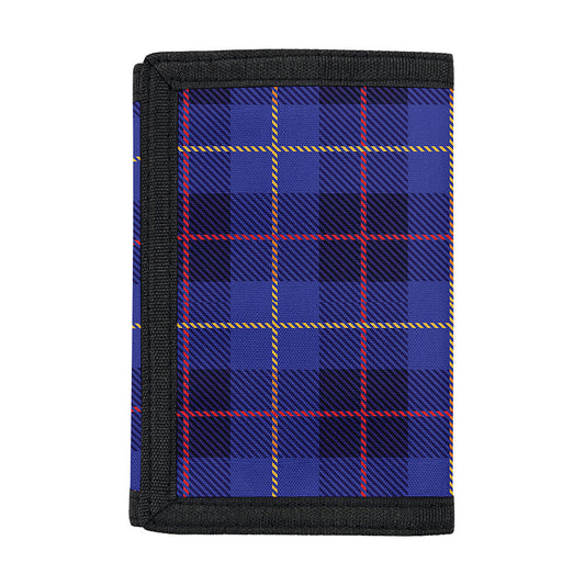 Deep Blue Stewart Tartan Print Trifold Wallet