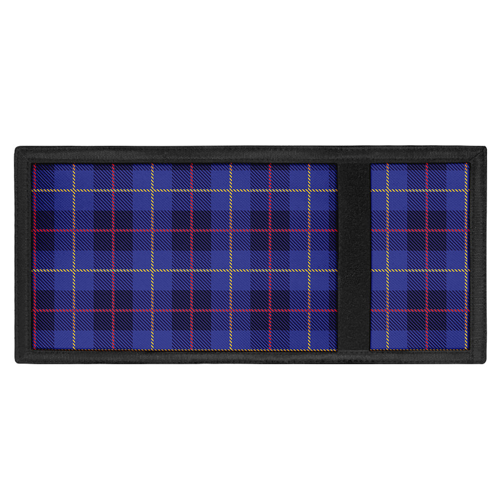 Deep Blue Stewart Tartan Print Trifold Wallet