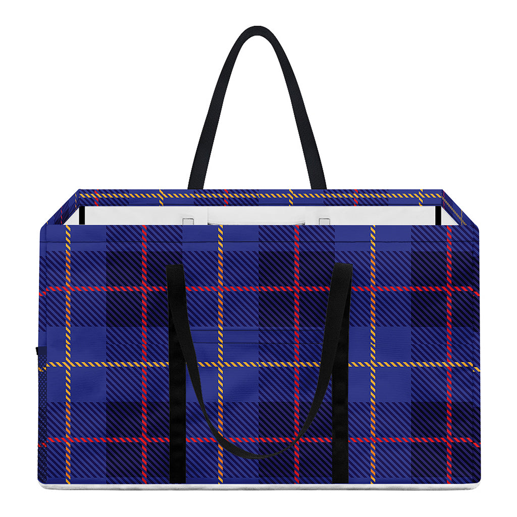 Deep Blue Stewart Tartan Print Utility Tote Bag
