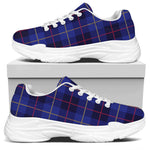 Deep Blue Stewart Tartan Print White Chunky Shoes