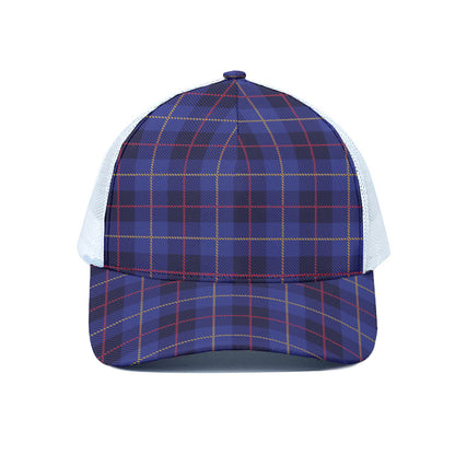 Deep Blue Stewart Tartan Print White Mesh Trucker Cap