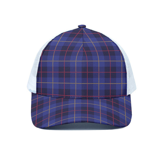 Deep Blue Stewart Tartan Print White Mesh Trucker Cap