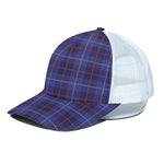 Deep Blue Stewart Tartan Print White Mesh Trucker Cap