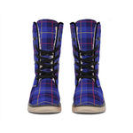 Deep Blue Stewart Tartan Print Winter Boots