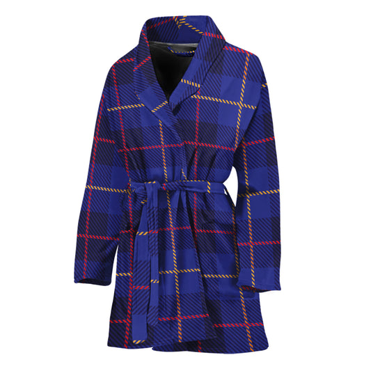 Deep Blue Stewart Tartan Print Women's Bathrobe