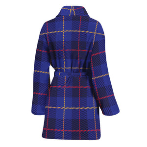 Deep Blue Stewart Tartan Print Women's Bathrobe