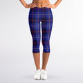 Deep Blue Stewart Tartan Print Women's Capri Leggings