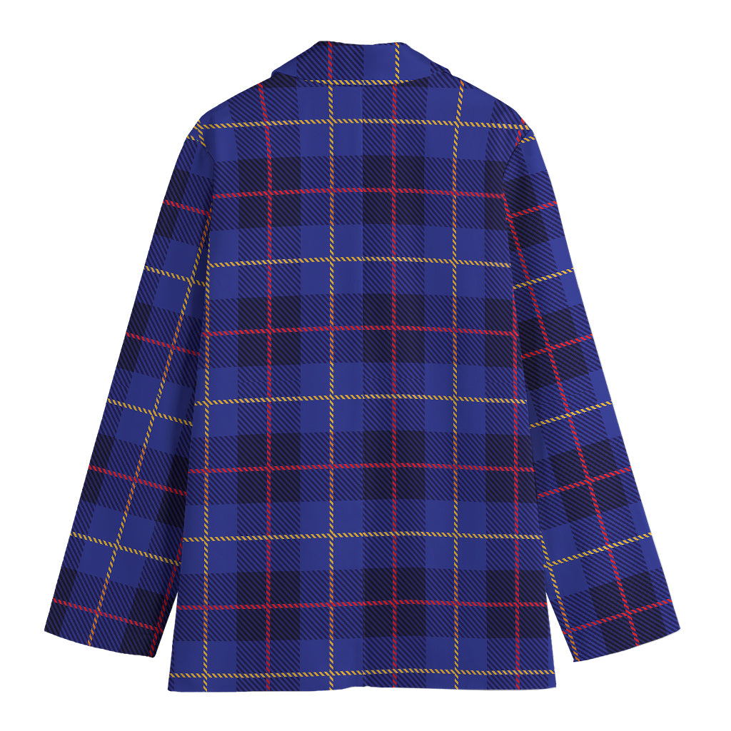 Deep Blue Stewart Tartan Print Women's Cotton Blazer
