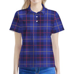 Deep Blue Stewart Tartan Print Women's Polo Shirt