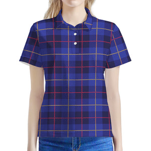 Deep Blue Stewart Tartan Print Women's Polo Shirt