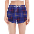 Deep Blue Stewart Tartan Print Women's Split Running Shorts