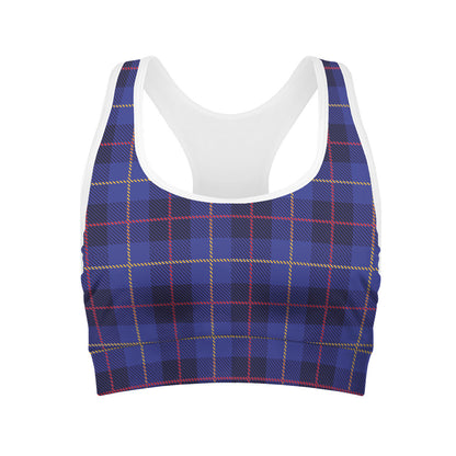 Deep Blue Stewart Tartan Print Women's Sports Bra