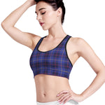 Deep Blue Stewart Tartan Print Women's Sports Bra