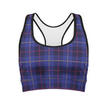Deep Blue Stewart Tartan Print Women's Sports Bra